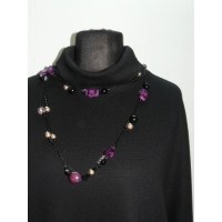 Stylowy czarny sweter OVERSIZE z golfem i gipiurą  DUŻE ROZMIARY